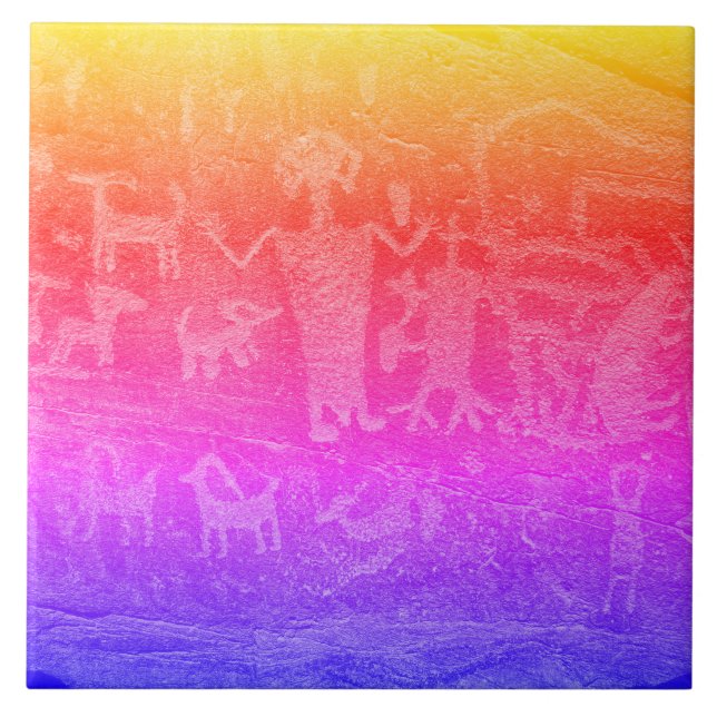 Südwest Petroglyph Deep Fluorescent Keramik Tile Fliese (Vorderseite)