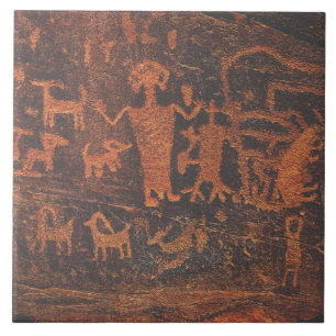 Südwest Petroglyph Orange and Brown Keramik Tile Fliese