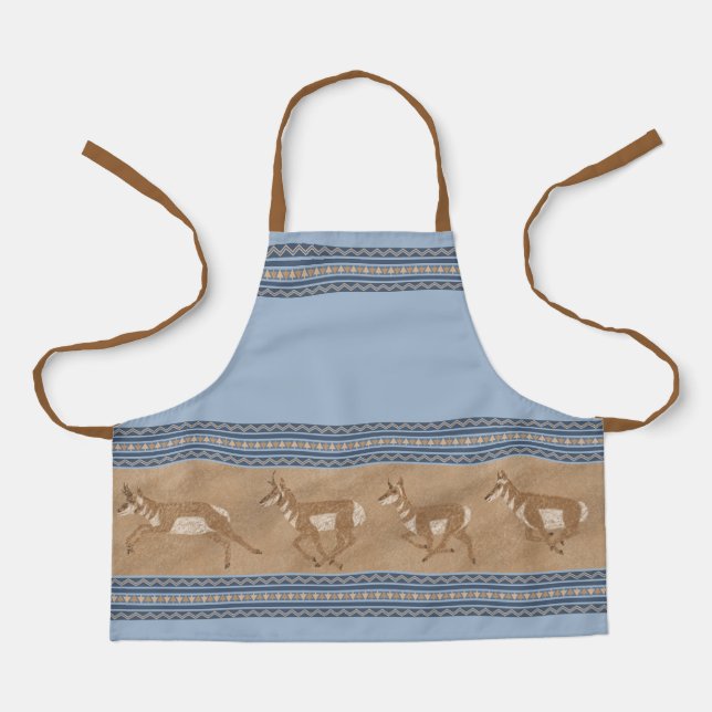 Südwest Pronghorn Antelope Blue Border Small Borde Schürze (Vorderseite)