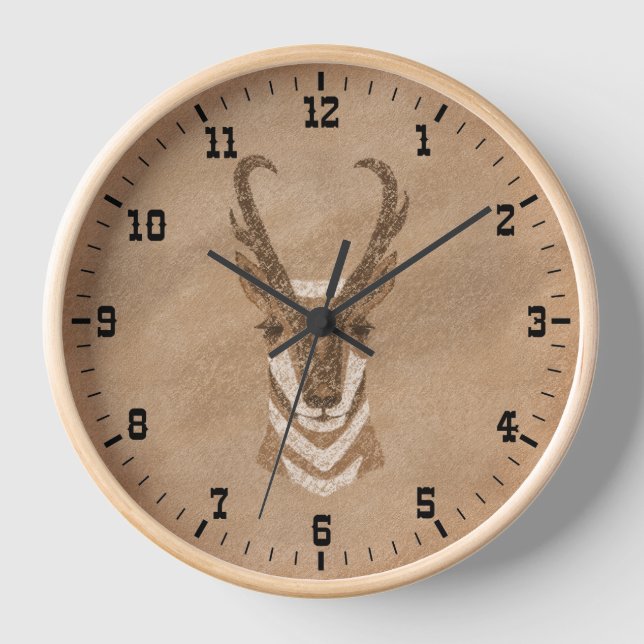 Südwest-Pronghorn Antelope Head Gerahmt Uhr (Vorderseite)