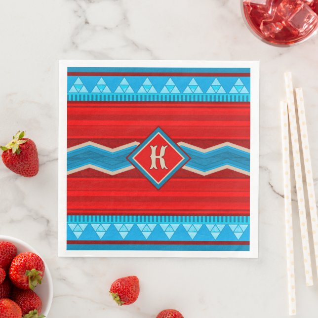 Südwest River Canyon Red Turquoise Mit Monogramm Serviette (Beispiel)