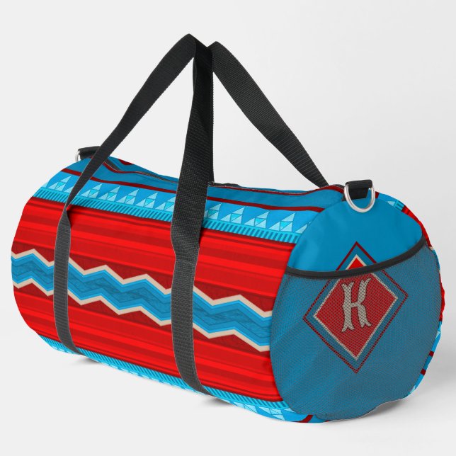 Südwest River Red Turquoise Lg Personalisiert Duffle Bag (Rechte Ecke)