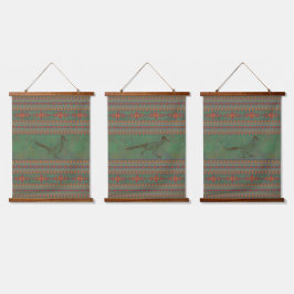 Südwest Roadrunner Sagebrush Green Geometry Set Wandteppich Mit Holzrahmen