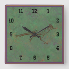 Südwest Roadrunner Sagebrush Green Western Style Quadratische Wanduhr