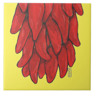 Südwest Roter Chile Pepper Mural Bottom Yellow Fliese