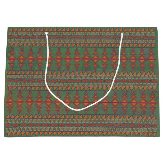 Südwest Sagebrush Green Geometric Design Large G Große Geschenktüte (Vorderseite)