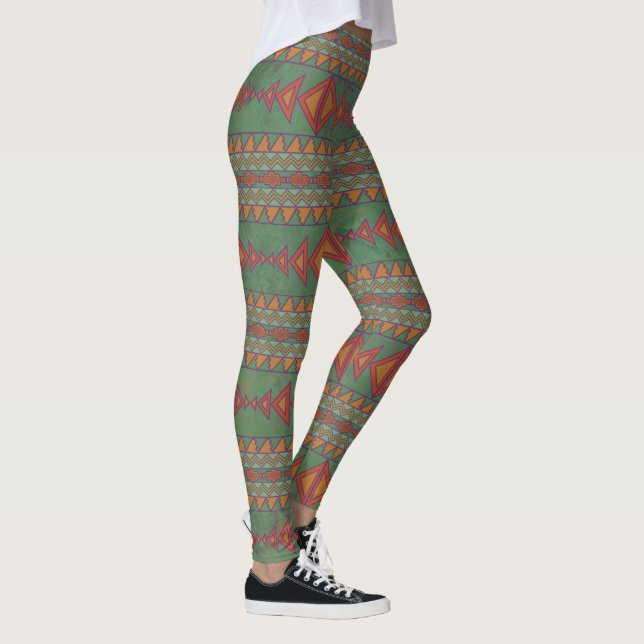 Südwest-Sagebrush Green Geometric Design Leging Leggings (Rechts)