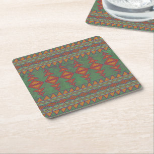 Südwest Sagebrush Green Geometric Design Square Rechteckiger Pappuntersetzer