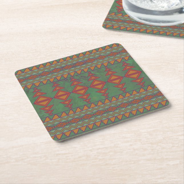 Südwest Sagebrush Green Geometric Design Square Rechteckiger Pappuntersetzer (angewinkelt)