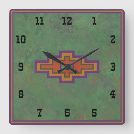 Südwest Sagebrush Green Geometric Western Style Quadratische Wanduhr