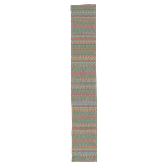 Südwest-Sagebrush Grünes geometrisches Design Großer Tischläufer (Vorderseite)