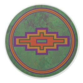 Südwest-Sagebrush Grünes geometrisches Design Keramikknauf