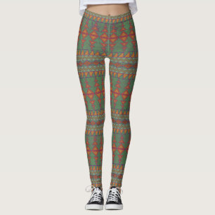 Südwest-Sagebrush Grünes geometrisches Design Leggings