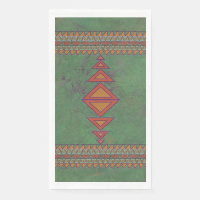 Südwest-Sagebrush Grünes geometrisches Design Serviette (Vorderseite)