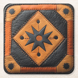 Südwest-Schön-Land-Stil Leder Rechteckiger Pappuntersetzer