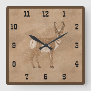 Südwest Stehend Pronghorn Antelope Quadratische Wanduhr