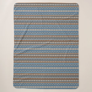 Südwest-Stil Blau und Braun Geometrisch Groß Sherpadecke