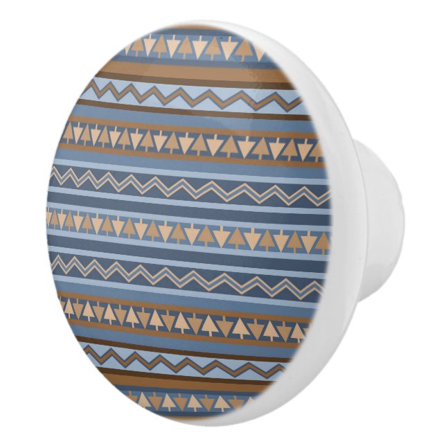 Südwest-Stil Blau und braun geometrisches Muster Keramikknauf (Rechts)