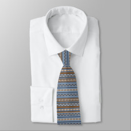 Südwest-Stil Blau und braun geometrisches Muster Krawatte