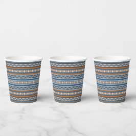 Südwest-Stil Blau und braun geometrisches Muster Pappbecher