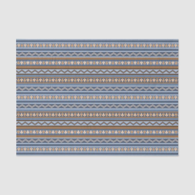 Südwest-Stil Blau und braun geometrisches Muster Seidenpapier (Vorderseite)