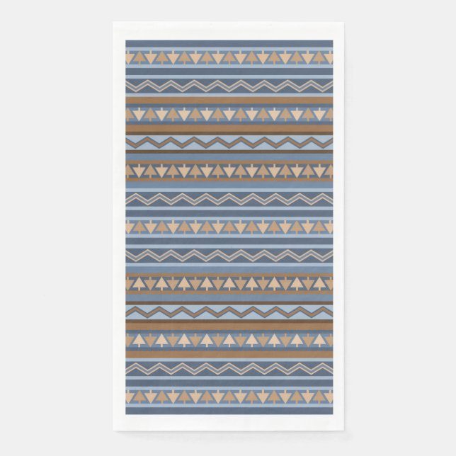 Südwest-Stil Blau und braun geometrisches Muster Serviette (Vorderseite)