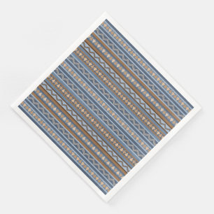 Südwest-Stil Blau und braun geometrisches Muster Serviette