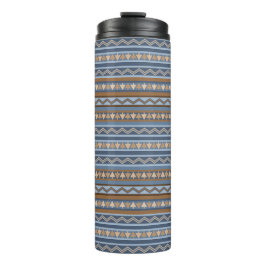 Südwest-Stil Blau und braun geometrisches Muster Thermosbecher