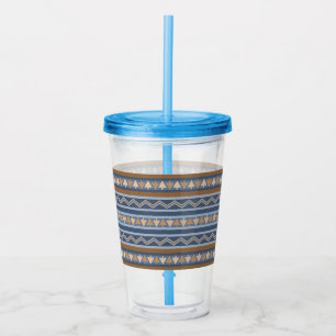 Südwest-Stil Blaues und braunes geometrisches Must Acryltrinkbecher