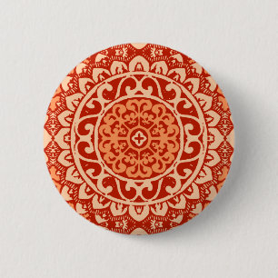 Südwest Sun Mandala Batik, Coral Orange Button