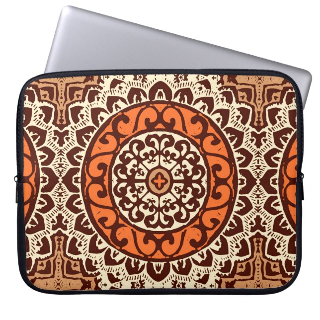 Südwest Sun Mandala Batik, Rust & Brown Laptopschutzhülle (Vorderseite)