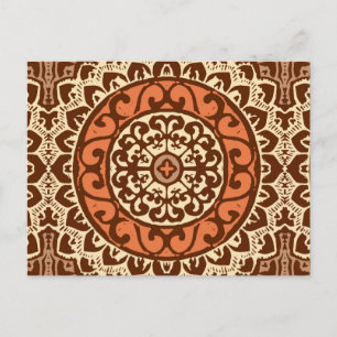 Südwest Sun Mandala Batik, Rust & Brown Postkarte