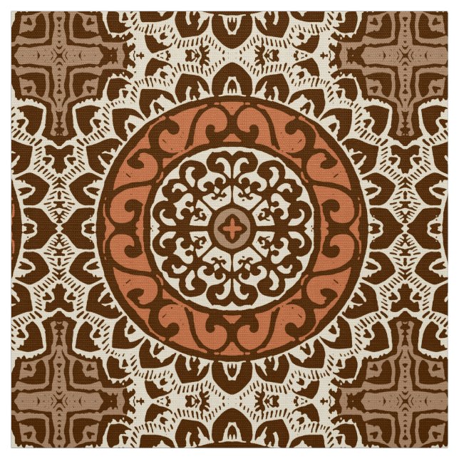 Südwest Sun Mandala Batik, Rust & Brown Stoff (Muster)