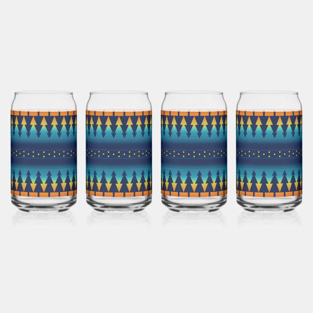 Südwest Sunset Pines Saddle Blanket Design Dosenglas (Vorderseite)
