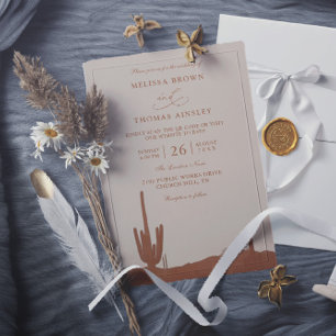 Südwest-Terrakotta-Wüsten-QR-Code-Hochzeit Einladung