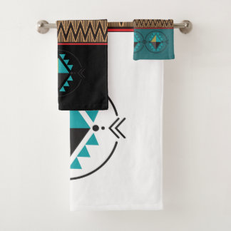 Südwest Tribal Black and Red Tribal Muster Show Badhandtuch Set