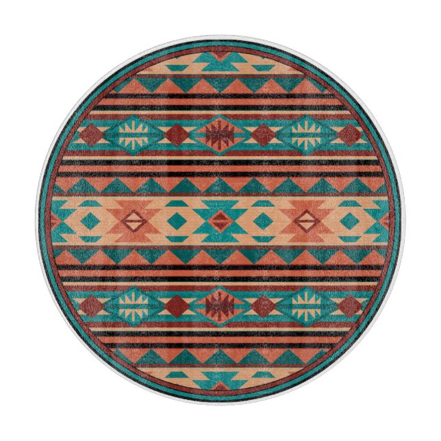 Südwest Tribal Muster Türkisch Terracotta Schneidebrett (Vorderseite)