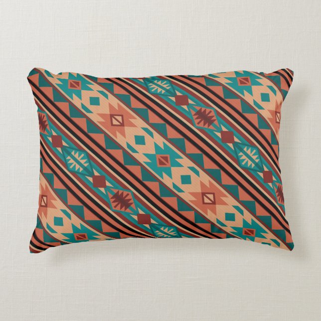 Südwest Tribal Muster Türkisch Terracotta Zierkissen (Vorderseite)
