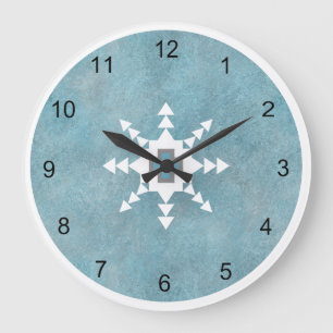 Südwest-Türkis-Winter-Schneeflocke-Geometrisch Große Wanduhr