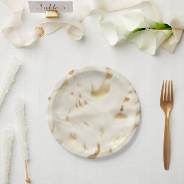 Südwest Western Gold White Cowhid Pappteller (Hochzeit)
