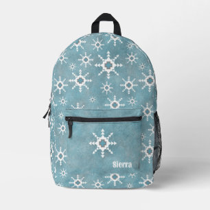 Südwest Winter Blau Weiß Schneeflocke Personalisie Bedruckter Rucksack