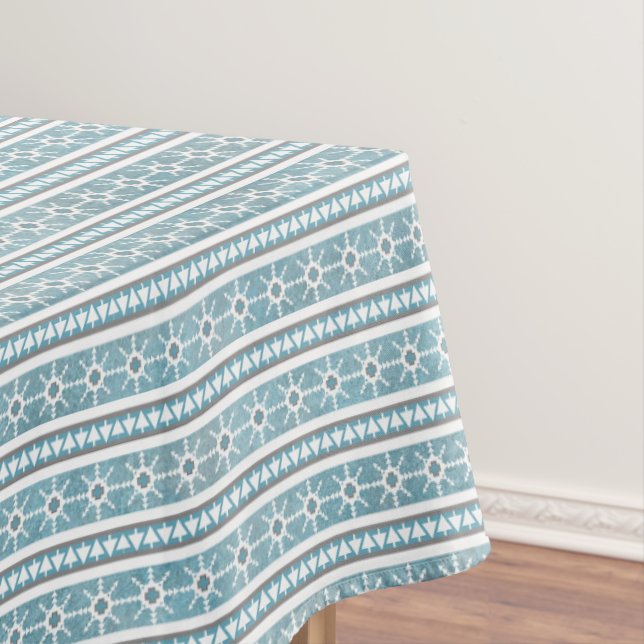 Südwest Winter Geometric Snowflake Pine Blue Med Tischdecke (Beispiel)