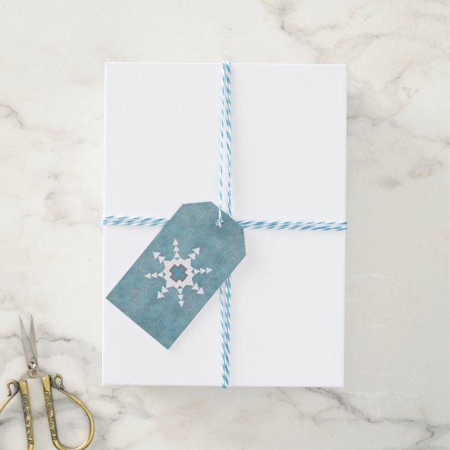 Südwest Winter Snowflake Blau und Weiß Geschenkanhänger (Mit Garn)