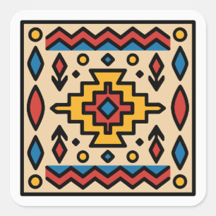 Südwestamerikanisches indianisches geometrisches D Quadratischer Aufkleber