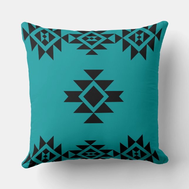 SÜDWESTBLAU GEOMETRISCHES PATTER KISSEN (Rückseite)