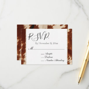 Südwestbrauner Cream Animal Cowhide Hochzeit RSVP Begleitkarte