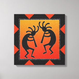 Südwesten, der Kokopelli Entwurf tanzt Leinwanddruck