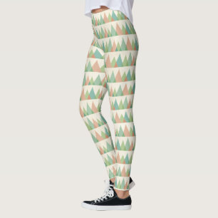 SüdwestenGeo Schritt   aquamarine u. korallenrote Leggings