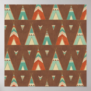 SüdwestenGeo Schritt  aquamarines Teepee-Muster Poster