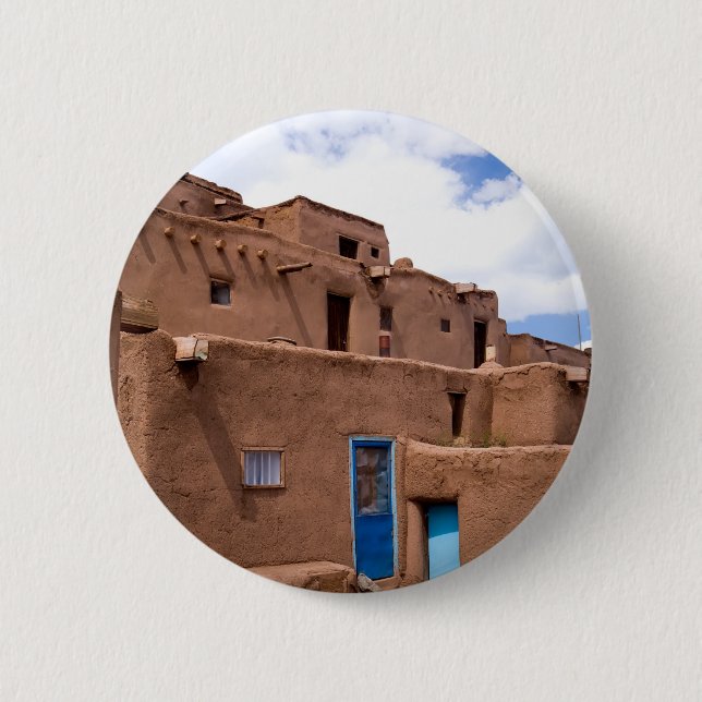 SüdwestenTaos Adobe Pueblo-Haus-New Mexiko Button (Vorderseite)